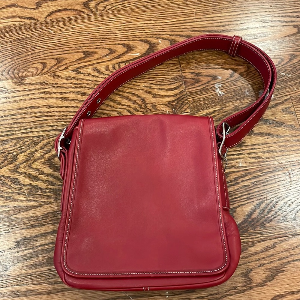 RARE Coach Red Vintage Legacy Flap Shoulder Crossbody Bag 9335